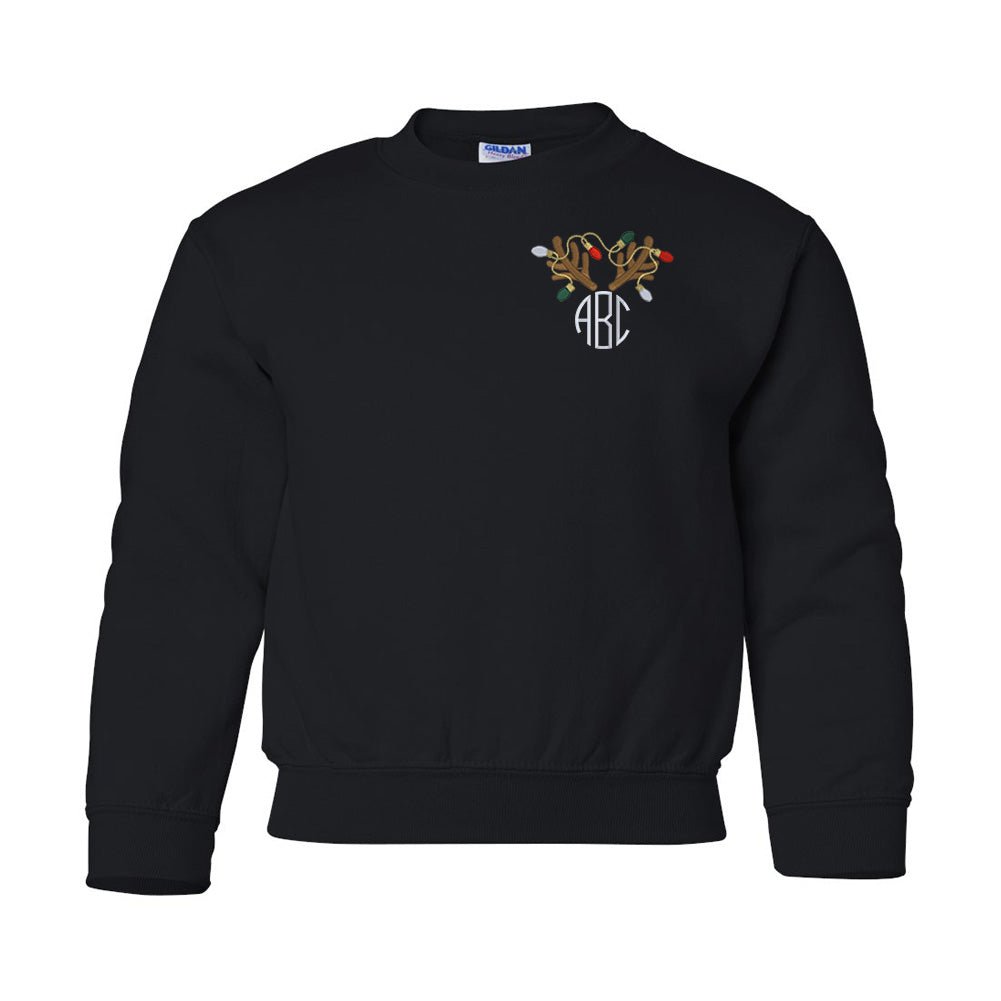 Kids Monogrammed 'Antler Lights' Crewneck Sweatshirt - United Monograms