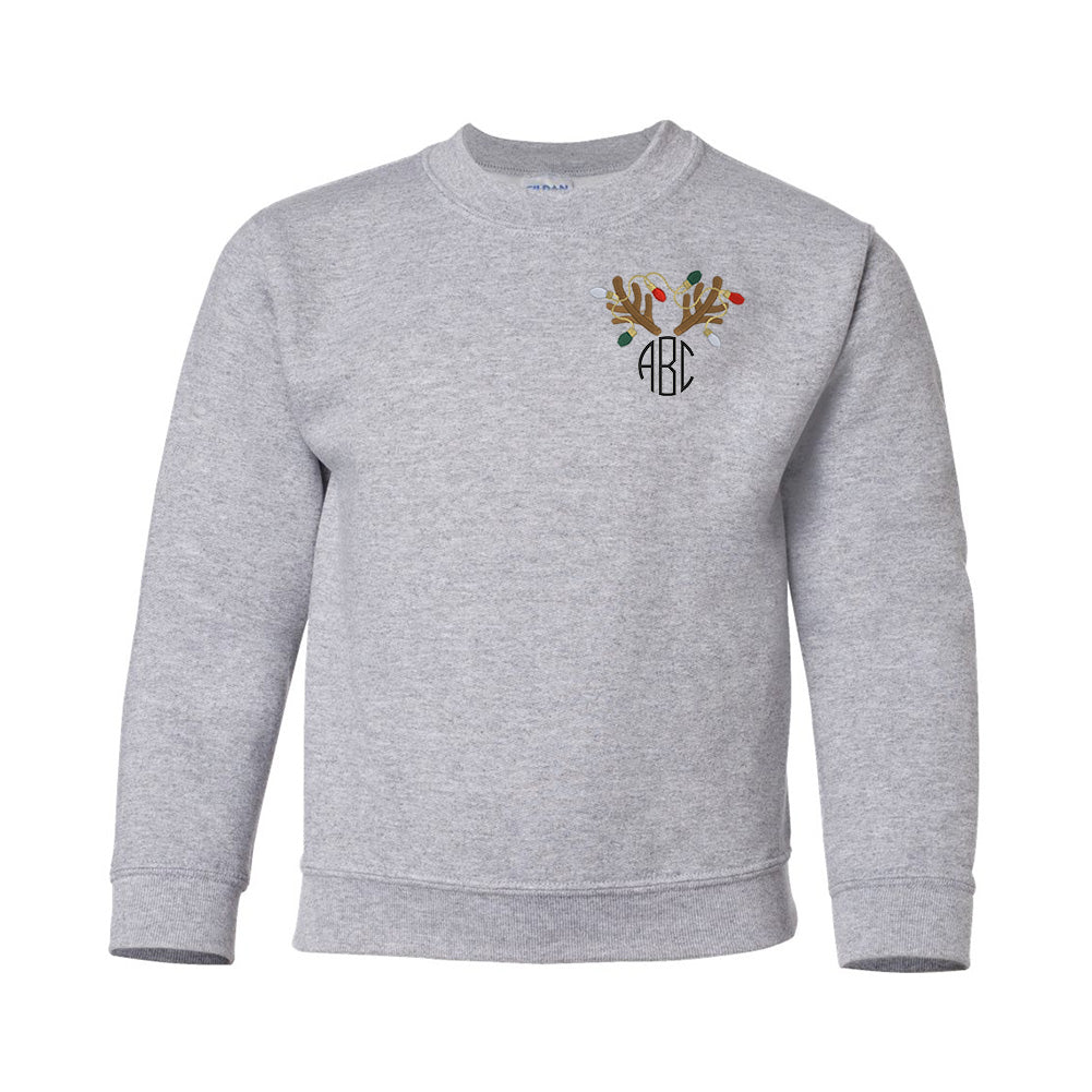 Kids Monogrammed 'Antler Lights' Crewneck Sweatshirt - United Monograms