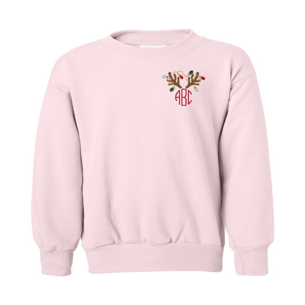 Kids Monogrammed 'Antler Lights' Crewneck Sweatshirt - United Monograms