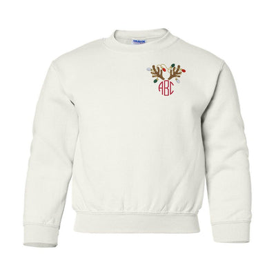 Kids Monogrammed 'Antler Lights' Crewneck Sweatshirt - United Monograms