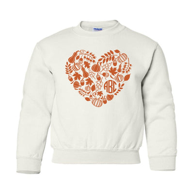Kids Monogrammed 'Autumn Heart' Crewneck Sweatshirt - United Monograms