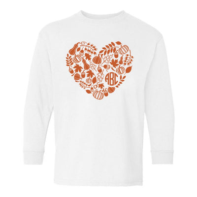 Kids Monogrammed 'Autumn Heart' Long Sleeve T-Shirt - United Monograms