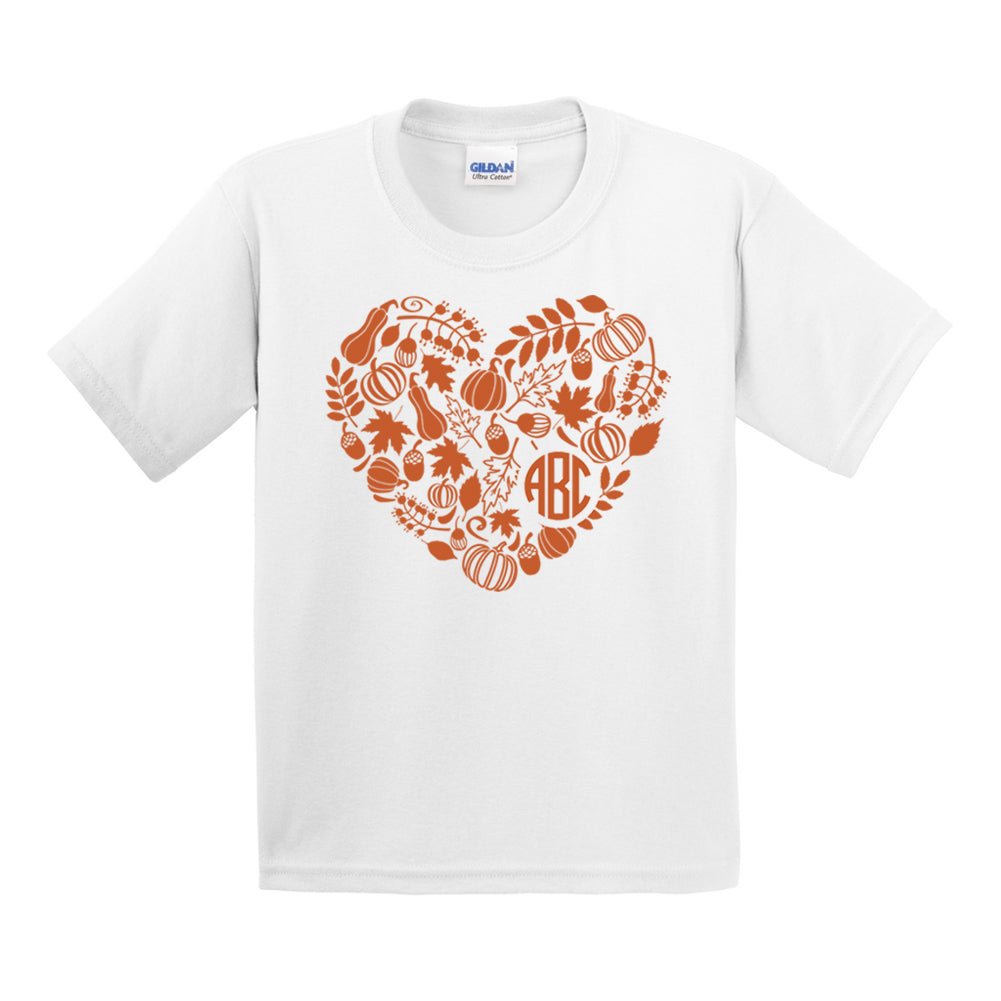 Kids Monogrammed 'Autumn Heart' T-Shirt - United Monograms