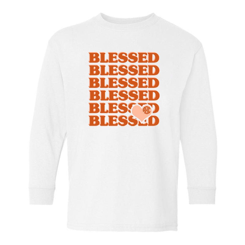 Kids Monogrammed 'Blessed' Long Sleeve T-Shirt - United Monograms