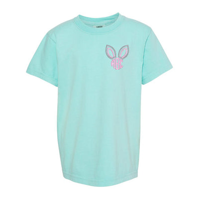 Kids Monogrammed Bunny Ears Comfort Colors T-Shirt - United Monograms