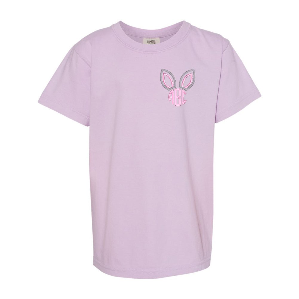 Kids Monogrammed Bunny Ears Comfort Colors T-Shirt - United Monograms