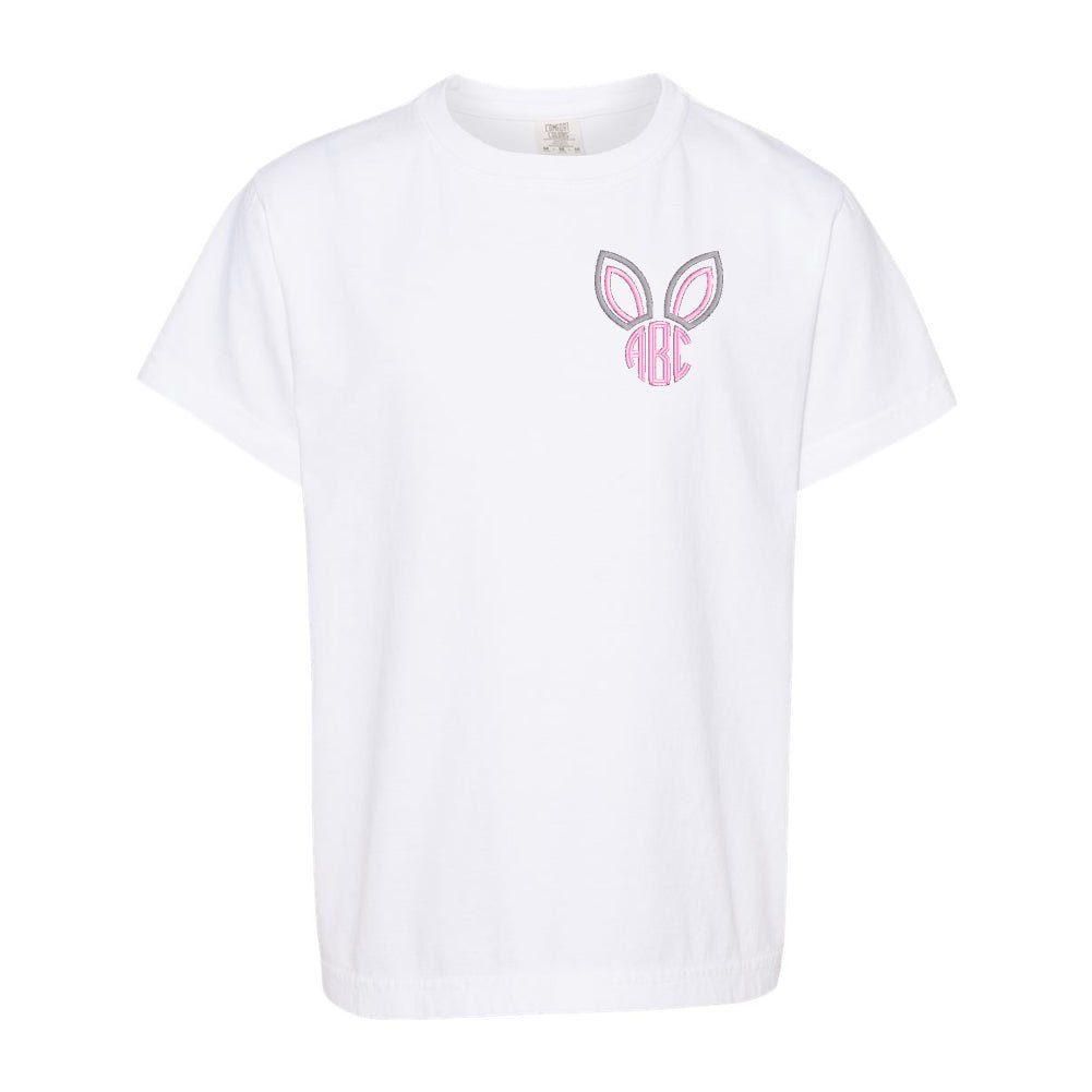 Kids Monogrammed Bunny Ears Comfort Colors T-Shirt - United Monograms