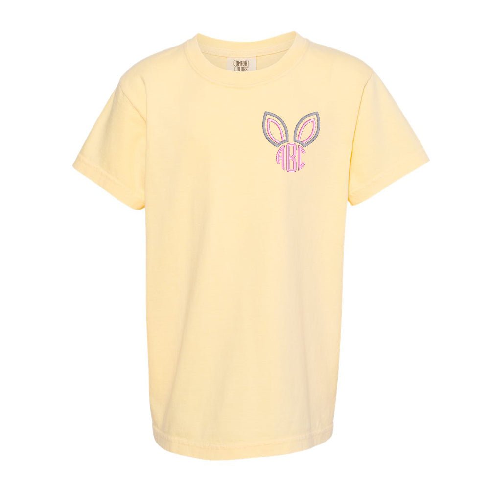 Kids Monogrammed Bunny Ears Comfort Colors T-Shirt - United Monograms