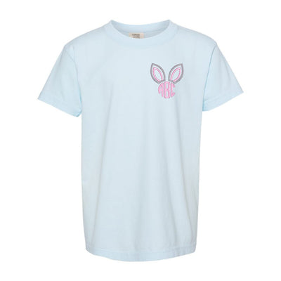 Kids Monogrammed Bunny Ears Comfort Colors T-Shirt - United Monograms