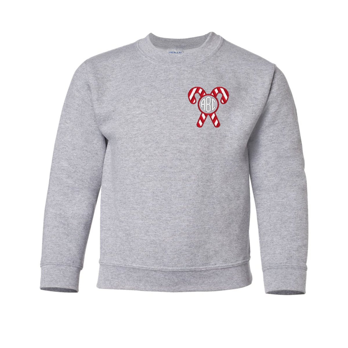 Kids Monogrammed Candy Cane Crewneck Sweatshirt - United Monograms