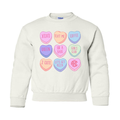 Kids Monogrammed 'Candy Hearts' Crewneck Sweatshirt - United Monograms