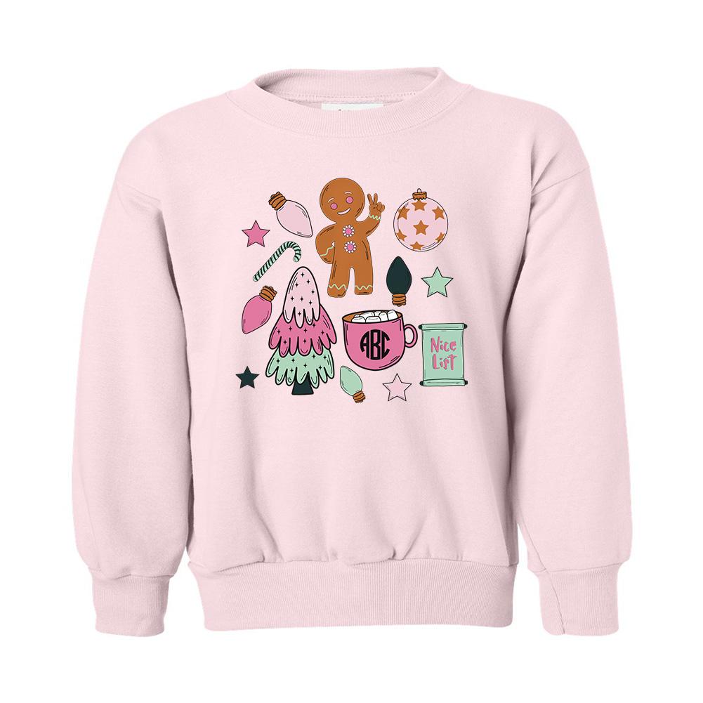 Kids Monogrammed 'Christmas Doodles' Crewneck Sweatshirt - United Monograms