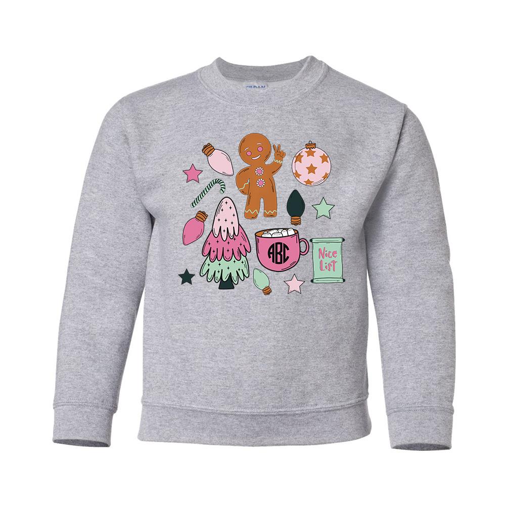 Kids Monogrammed 'Christmas Doodles' Crewneck Sweatshirt - United Monograms