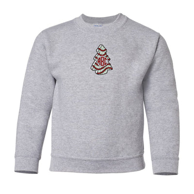 Kids Monogrammed 'Christmas Tree Zebra Cake' Crewneck Sweatshirt - United Monograms