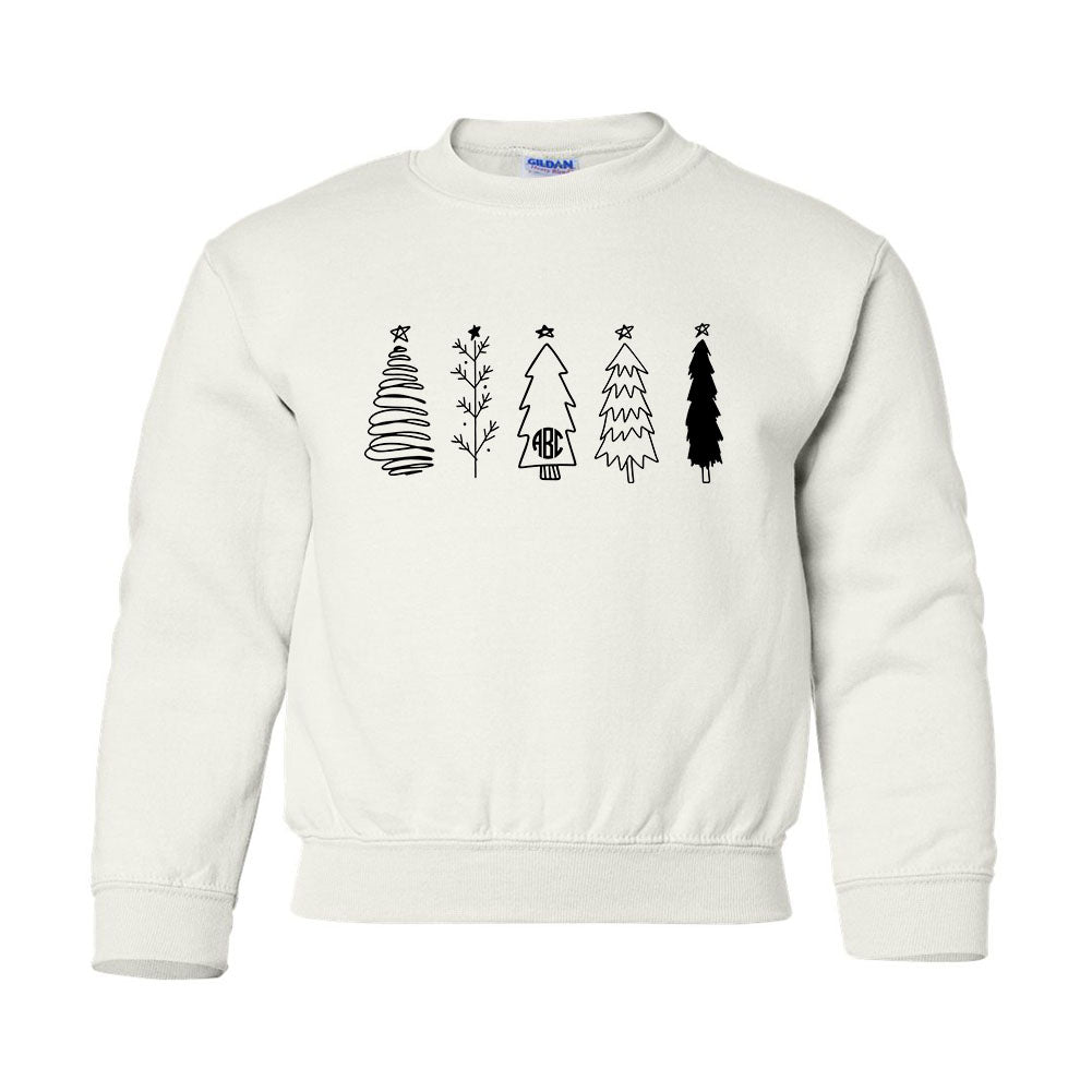 Kids Monogrammed 'Classic Christmas Trees' Crewneck Sweatshirt - United Monograms