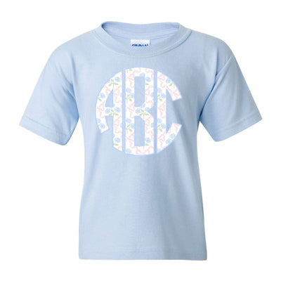 Kids Monogrammed ‘Coquette Floral Patterns’ Big Print T-Shirt - United Monograms