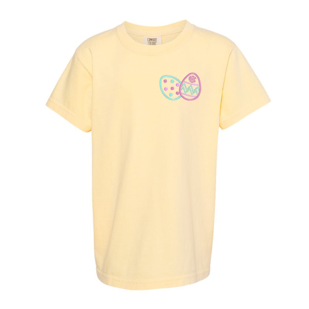 Kids Monogrammed Easter Eggs Comfort Colors T-Shirt - United Monograms