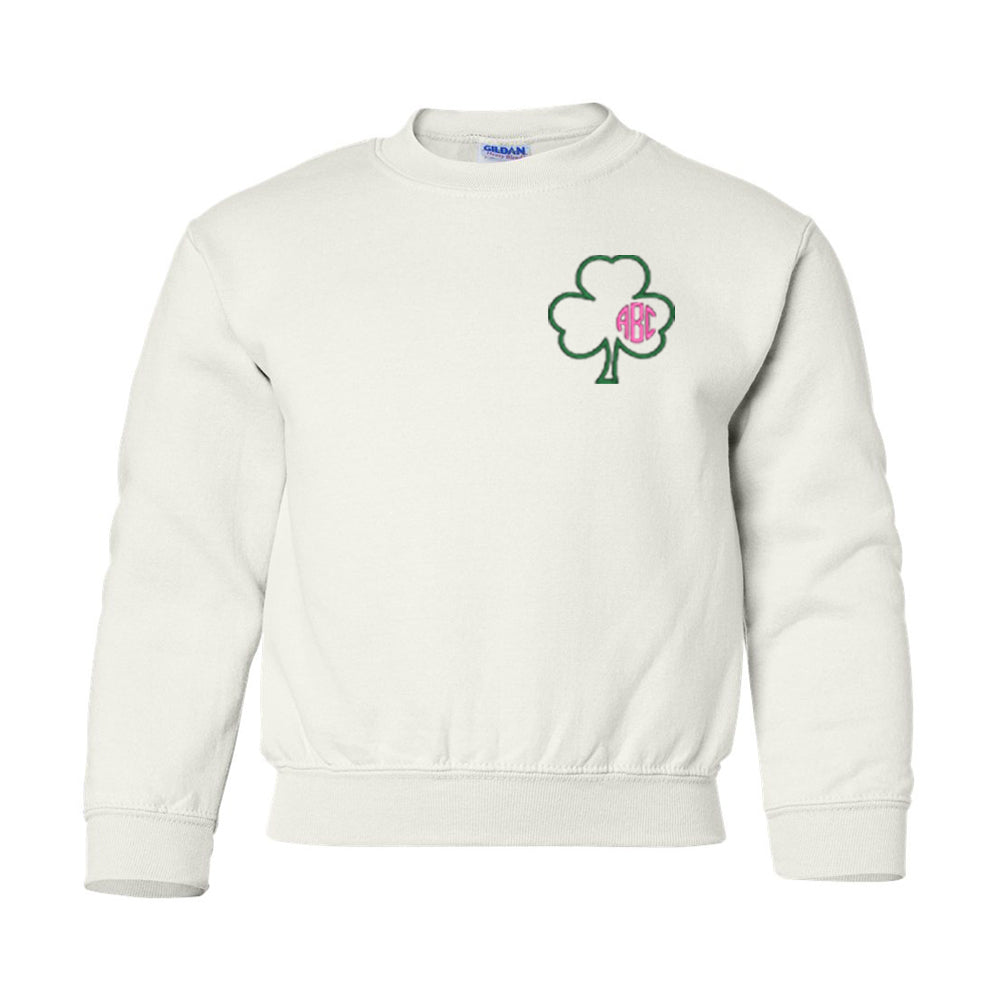 Kids Monogrammed Irish Shamrock Crewneck Sweatshirt - United Monograms