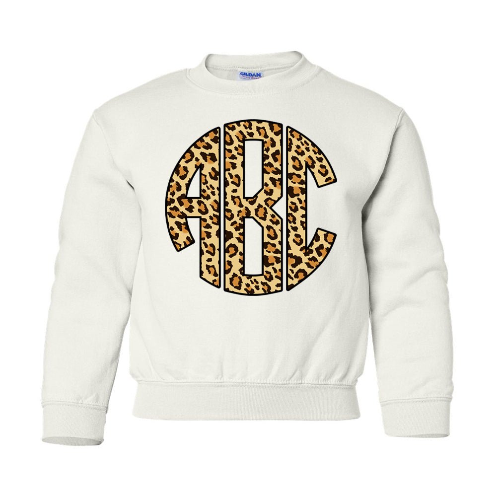 Kids Monogrammed 'Leopard' Big Print Crewneck Sweatshirt - United Monograms