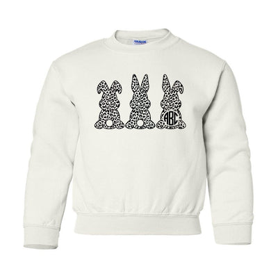 Kids Monogrammed 'Leopard Bunnies' Crewneck Sweatshirt - United Monograms