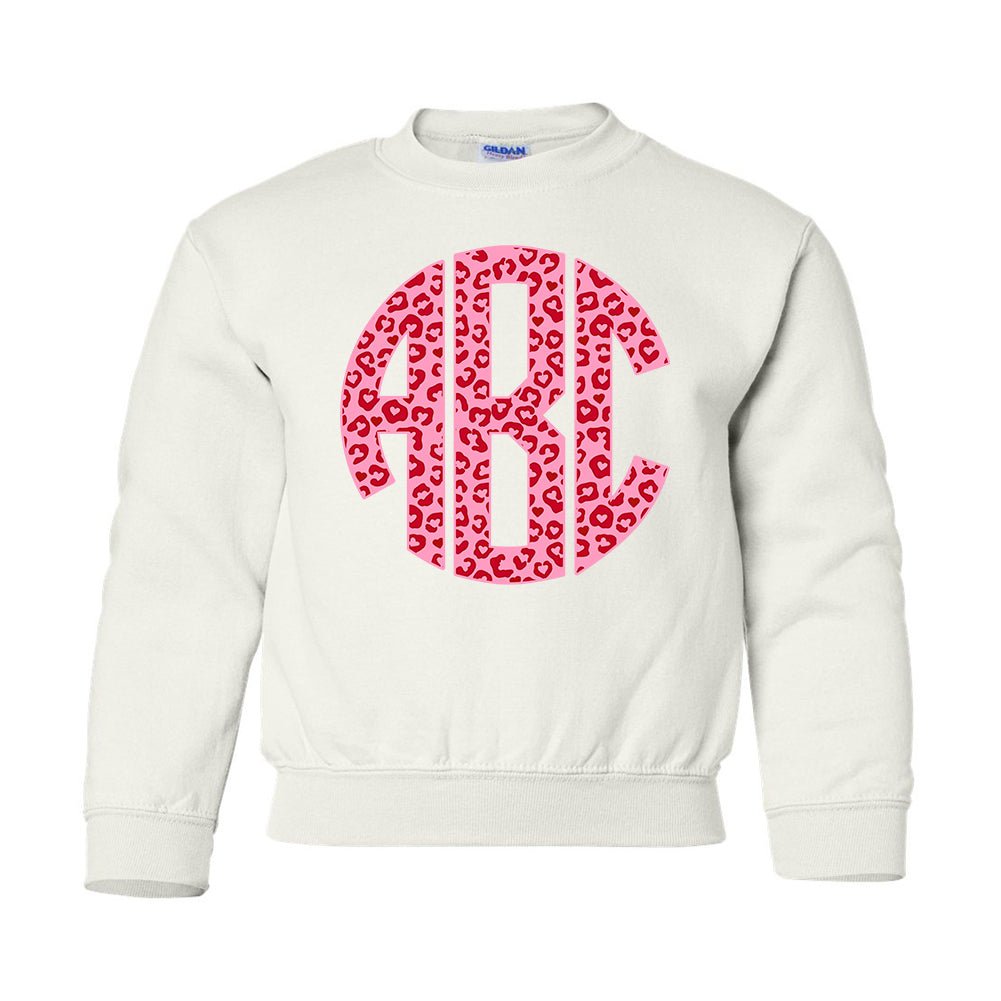 Kids Monogrammed 'Leopard Love' Big Print Crewneck Sweatshirt - United Monograms