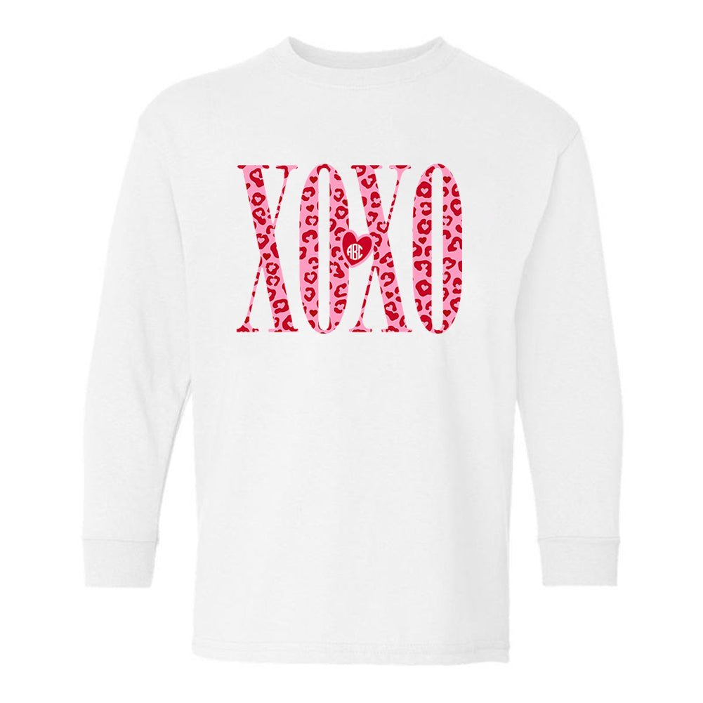 Kids Monogrammed 'Leopard XOXO' Long Sleeve T-Shirt - United Monograms