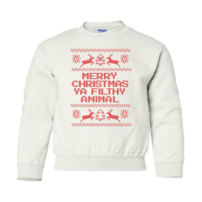 Kids Monogrammed 'Merry Christmas Ya Filthy Animal' Crewneck Sweatshirt - United Monograms