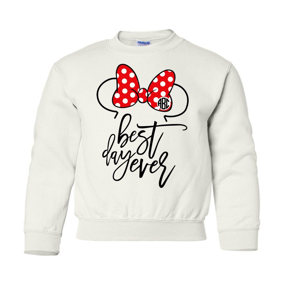 Kids Monogrammed 'Minnie Best Day Ever' Crewneck Sweatshirt - United Monograms