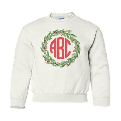 Kids Monogrammed 'Mistletoe Wreath' Crewneck Sweatshirt - United Monograms