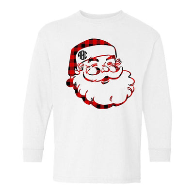 Kids Monogrammed 'Plaid Santa' Long Sleeve T-Shirt - United Monograms