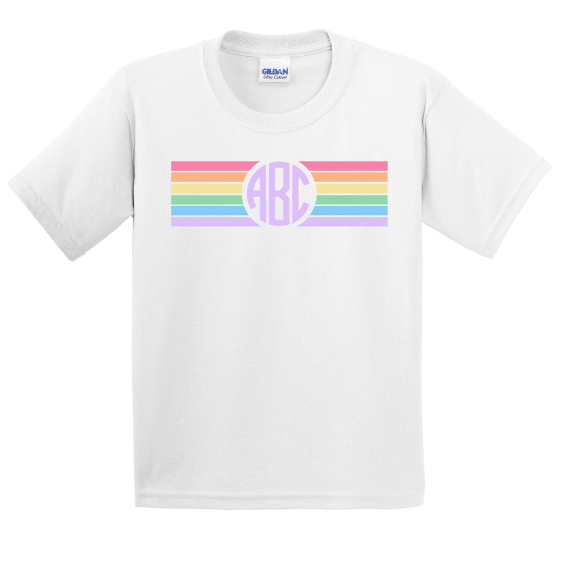 Kids Monogrammed 'Rainbow Stripe' T-Shirt - United Monograms