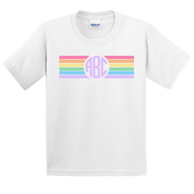 Kids Monogrammed 'Rainbow Stripe' T-Shirt - United Monograms
