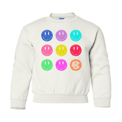 Kids Monogrammed 'Retro Smileys' Crewneck Sweatshirt - United Monograms