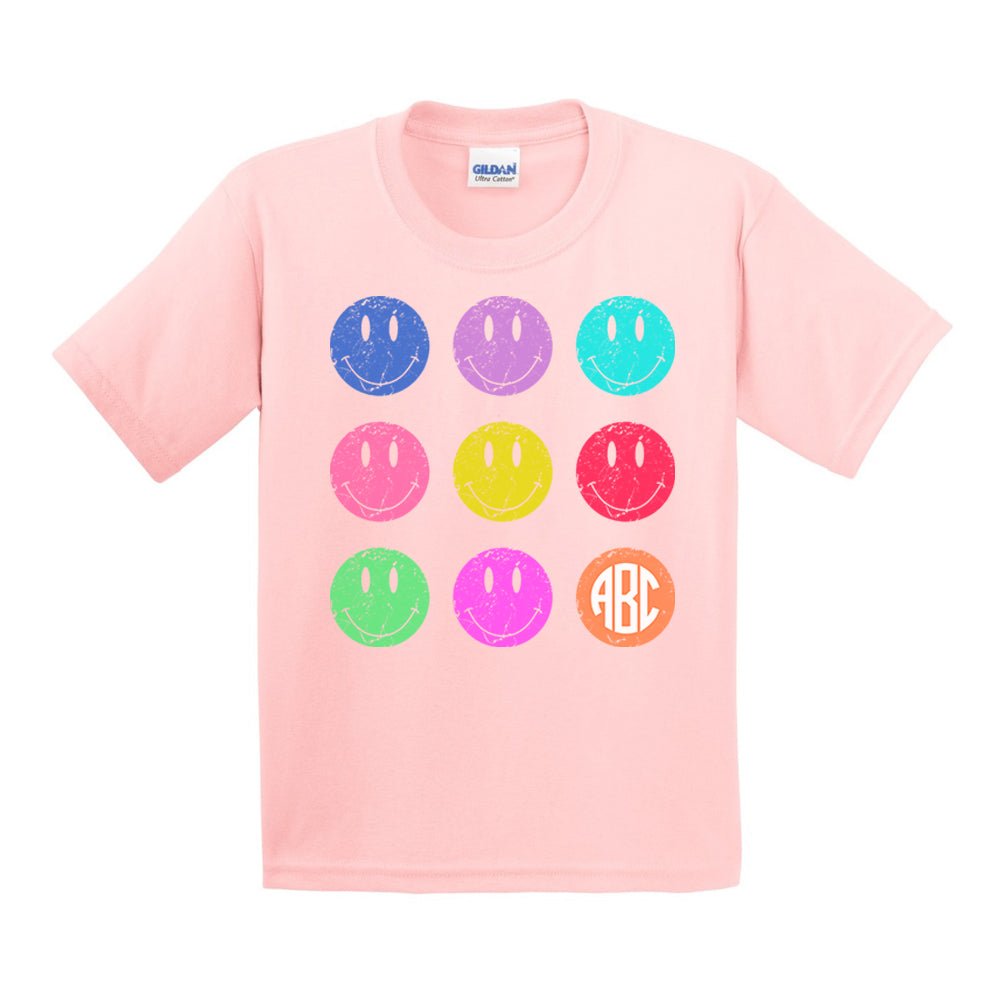 Kids Monogrammed 'Retro Smileys' T-Shirt - United Monograms