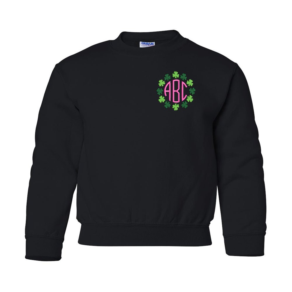 Kids Monogrammed Shamrock Border Crewneck Sweatshirt - United Monograms