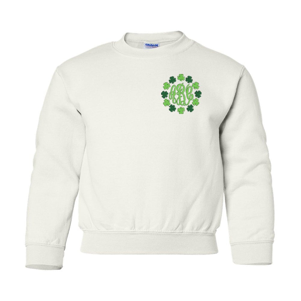 Kids Monogrammed Shamrock Border Crewneck Sweatshirt - United Monograms