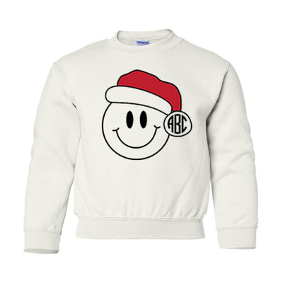 Kids Monogrammed 'Smiley Santa' Crewneck Sweatshirt - United Monograms