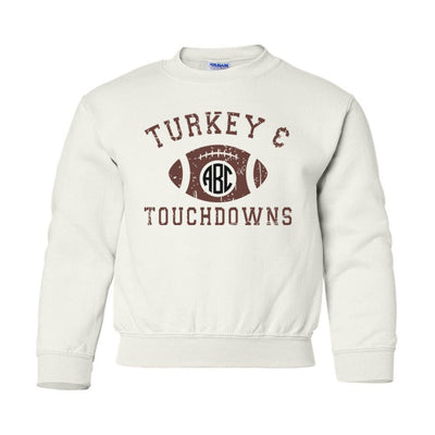 Kids Monogrammed 'Turkeys & Touchdowns' Crewneck Sweatshirt - United Monograms