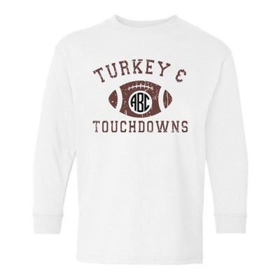 Kids Monogrammed 'Turkeys & Touchdowns' Long Sleeve T-Shirt - United Monograms