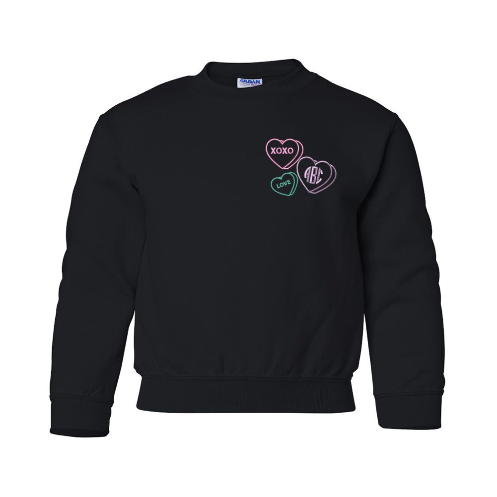 Kids Monogrammed 'Valentine Hearts' Crewneck Sweatshirt - United Monograms