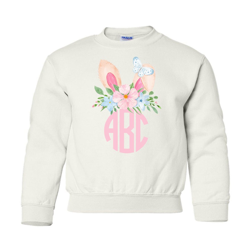 Kids Monogrammed 'Watercolor Bunny Ears' Crewneck Sweatshirt - United Monograms