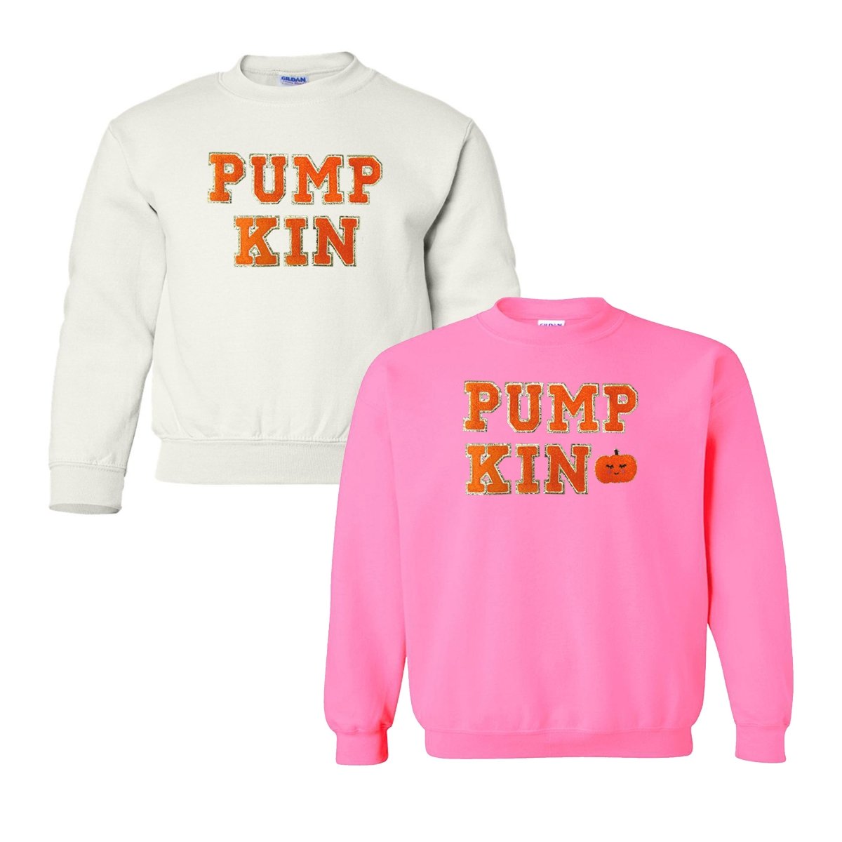 Kids Pumpkin Letter Patch Crewneck Sweatshirt - United Monograms