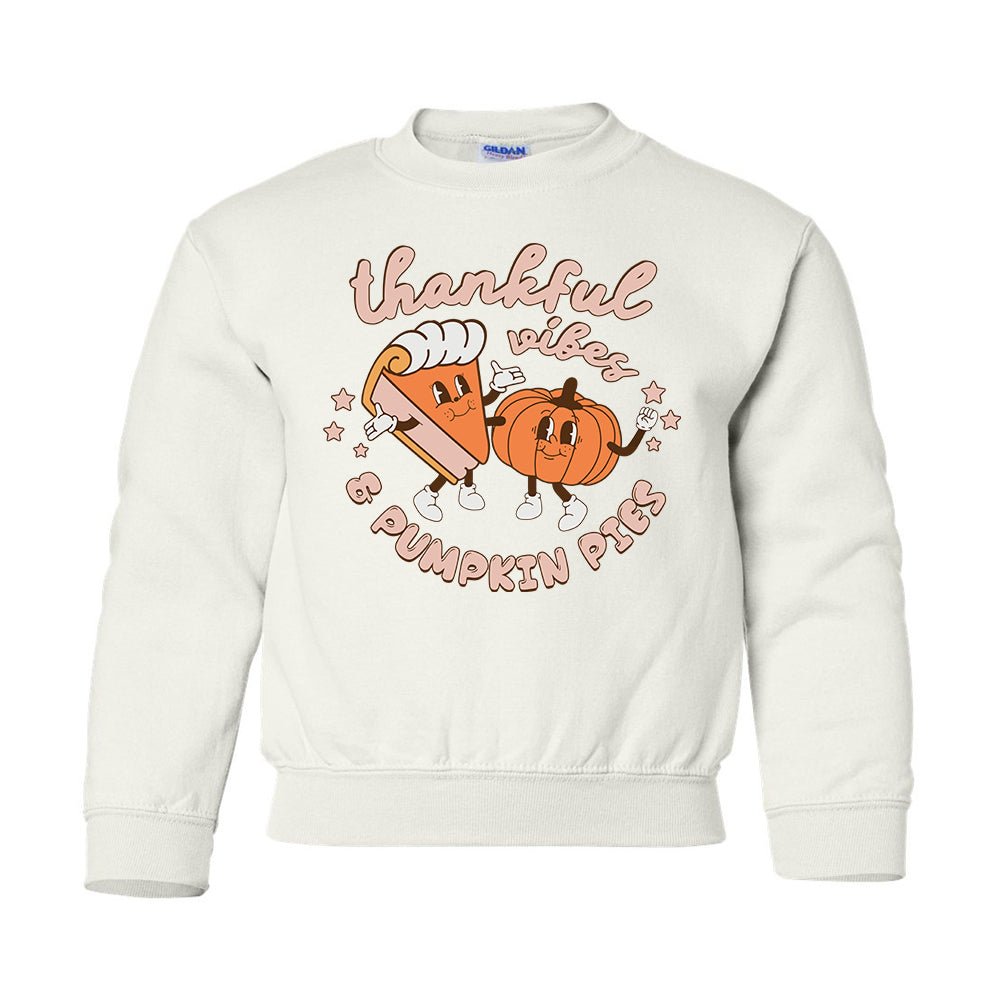 Kids 'Thankful Vibes & Pumpkin Pies' Crewneck Sweatshirt - United Monograms