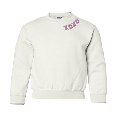 Kids XOXO Shadow Block Embroidered Crewneck Sweatshirt - United Monograms