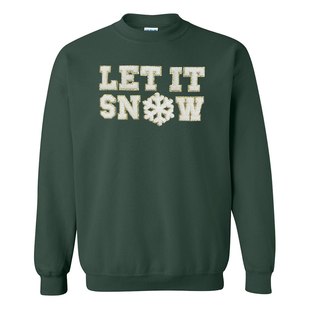 Let It Snow Letter Patch Crewneck Sweatshirt - United Monograms