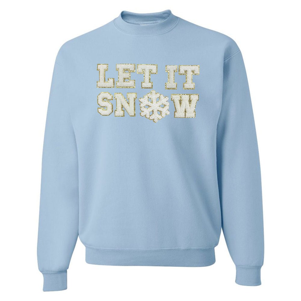 Let It Snow Letter Patch Crewneck Sweatshirt - United Monograms