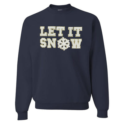 Let It Snow Letter Patch Crewneck Sweatshirt - United Monograms