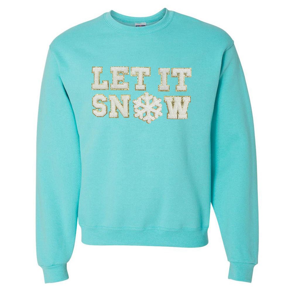Let It Snow Letter Patch Crewneck Sweatshirt - United Monograms