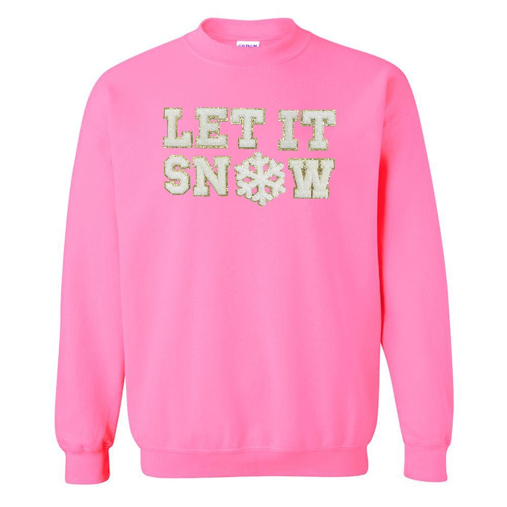 Let It Snow Letter Patch Crewneck Sweatshirt - United Monograms