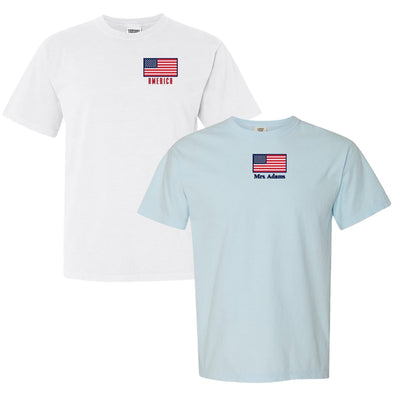 Make It Yours™ 'American Flag' Comfort Colors T-Shirt - United Monograms